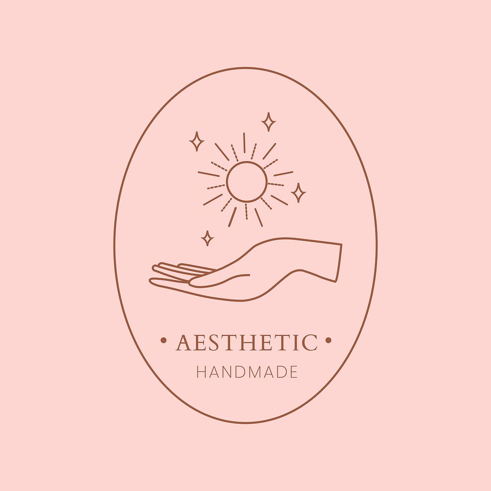 Aesthetic pink logo badge, minimal illustration