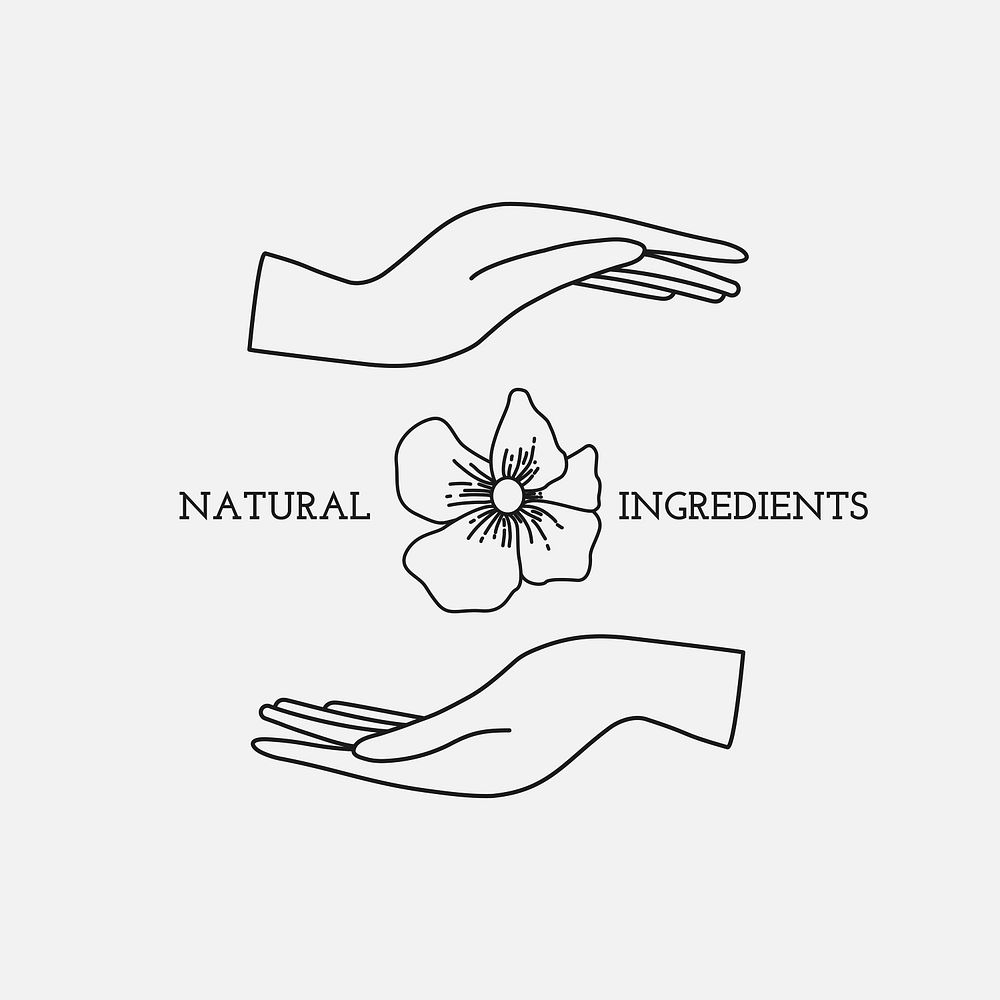 Natural flower logo badge, minimal illustration