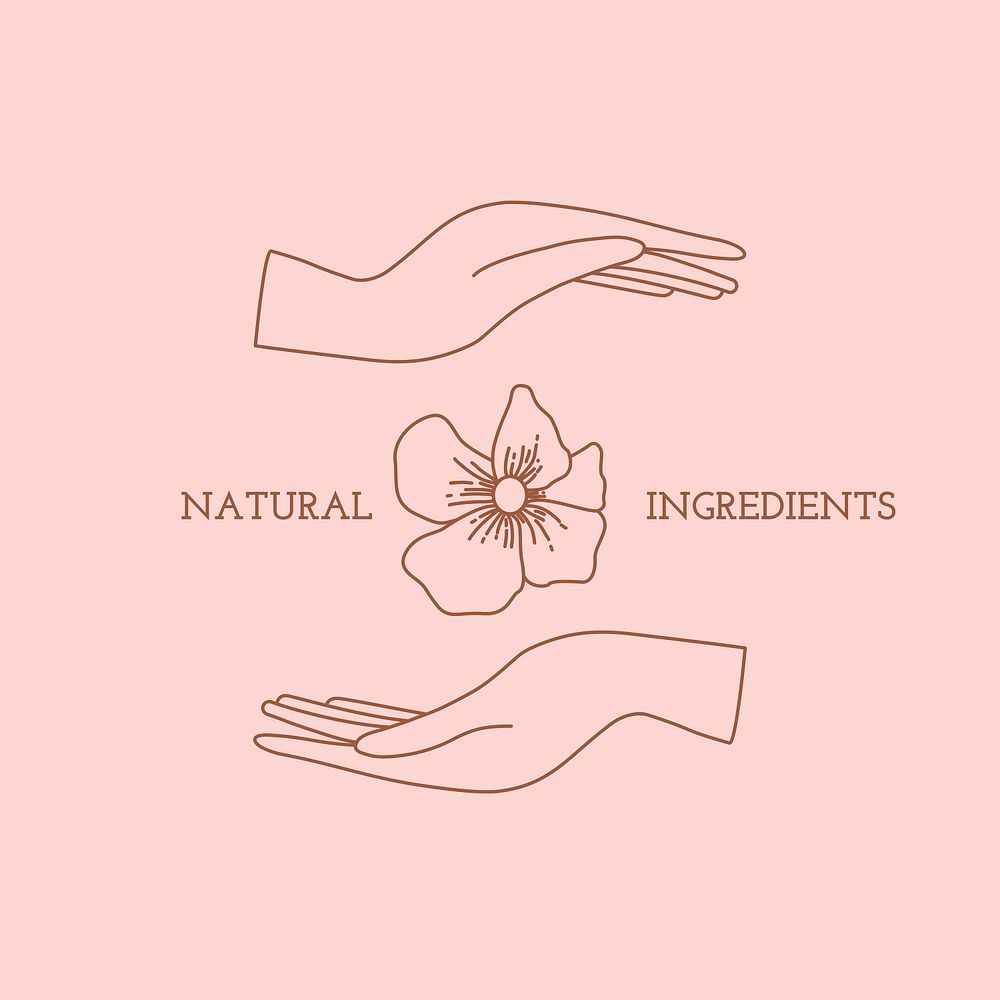Natural flower pink logo badge, minimal illustration