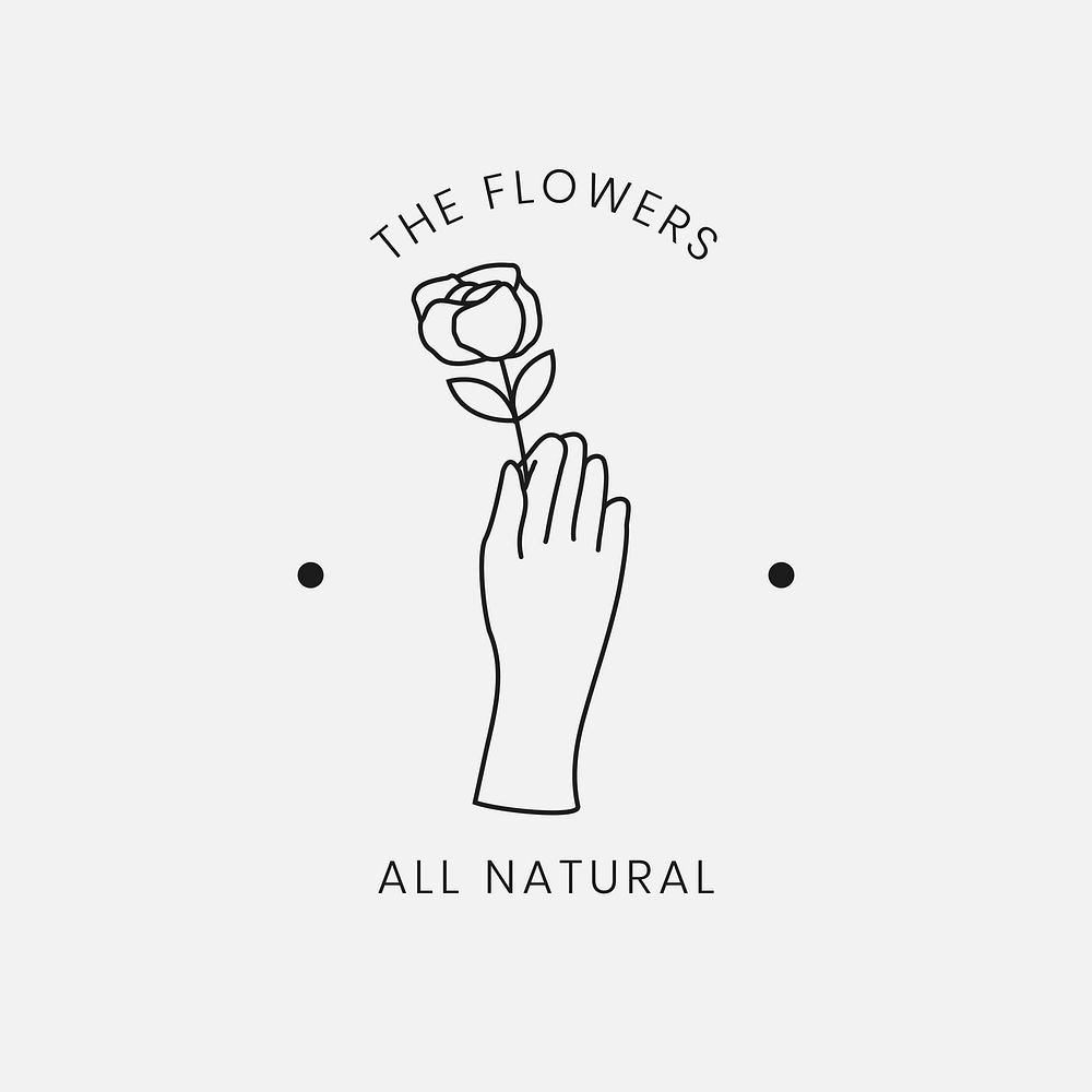 Aesthetic flower logo template, editable minimal design vector