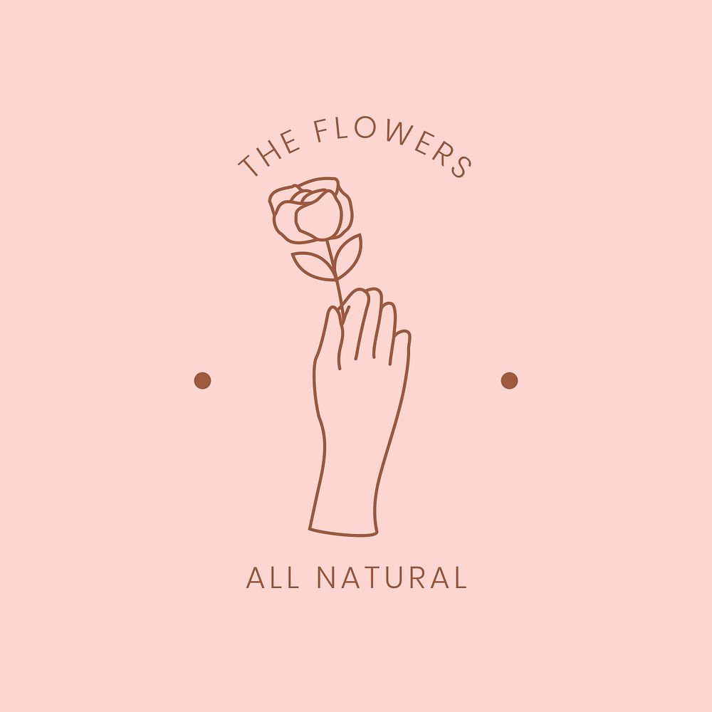 Aesthetic flower logo template, editable minimal design psd