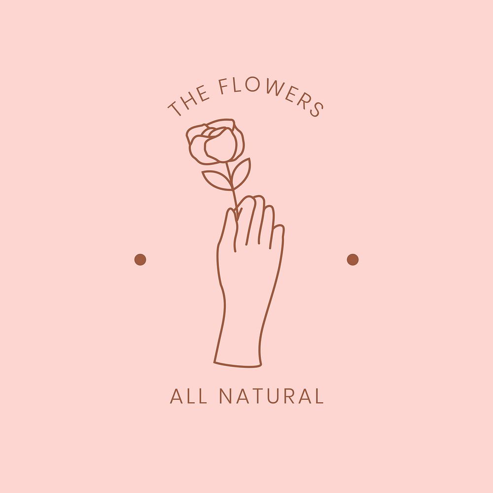 Aesthetic flower logo template, editable minimal pink vector