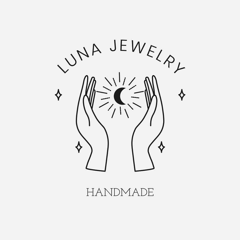 Mystical jewelry logo template, editable minimal design vector