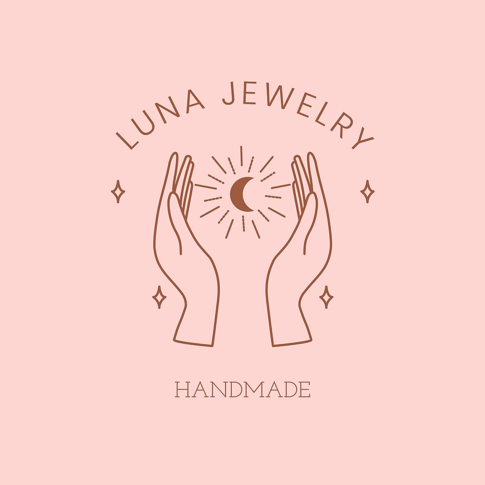 Mystical jewelry logo template, editable minimal pink vector