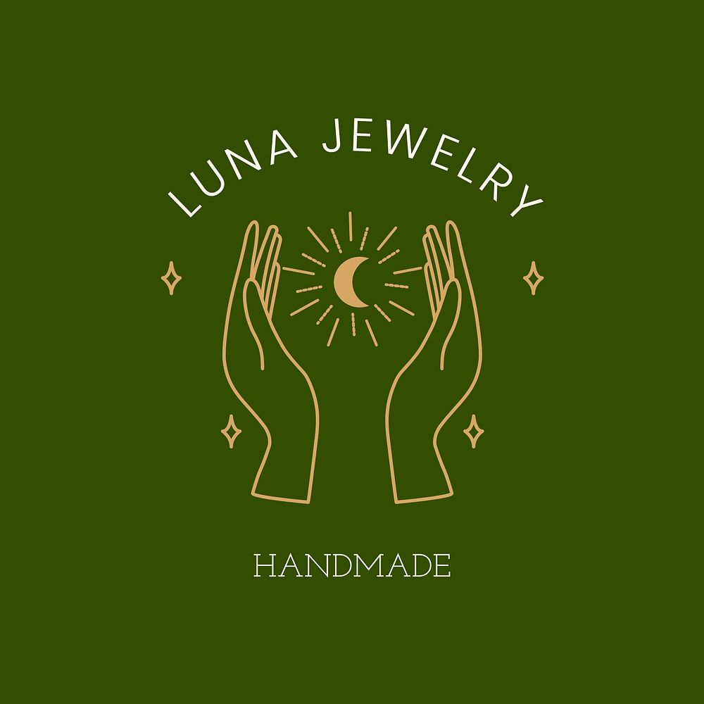 Mystical jewelry logo badge, minimal illustration