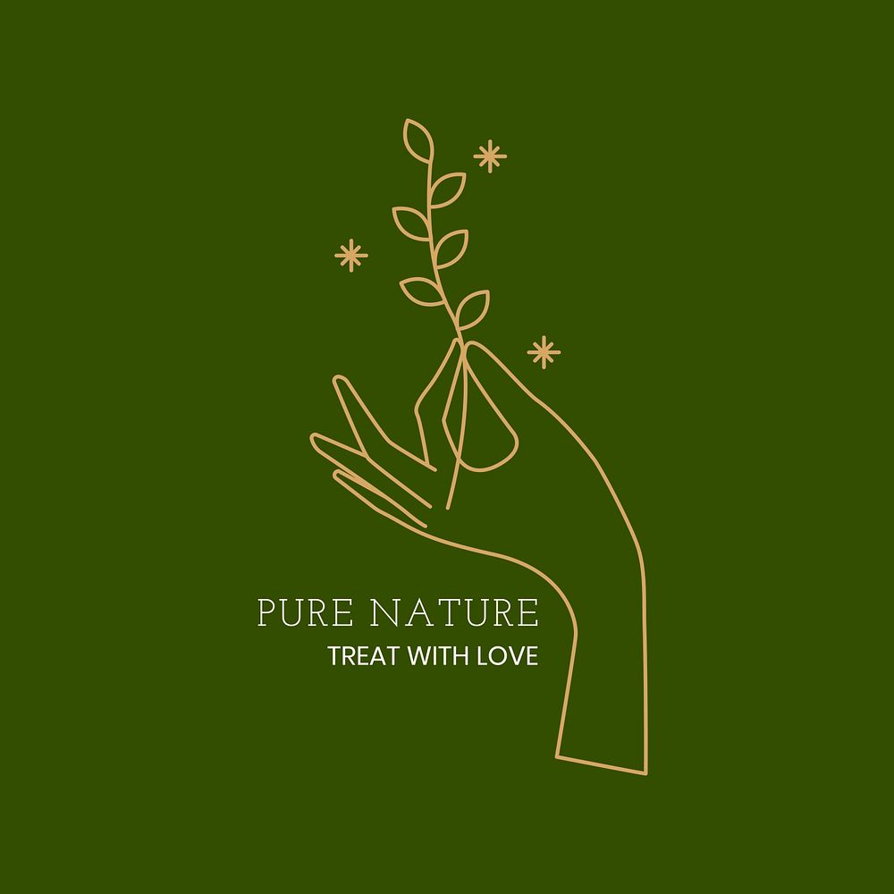 Aesthetic nature logo template, editable minimal design psd