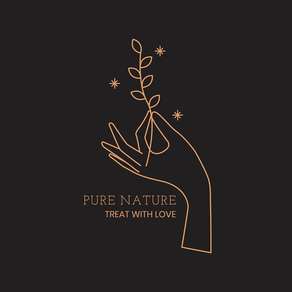 Aesthetic nature logo template, editable minimal design vector