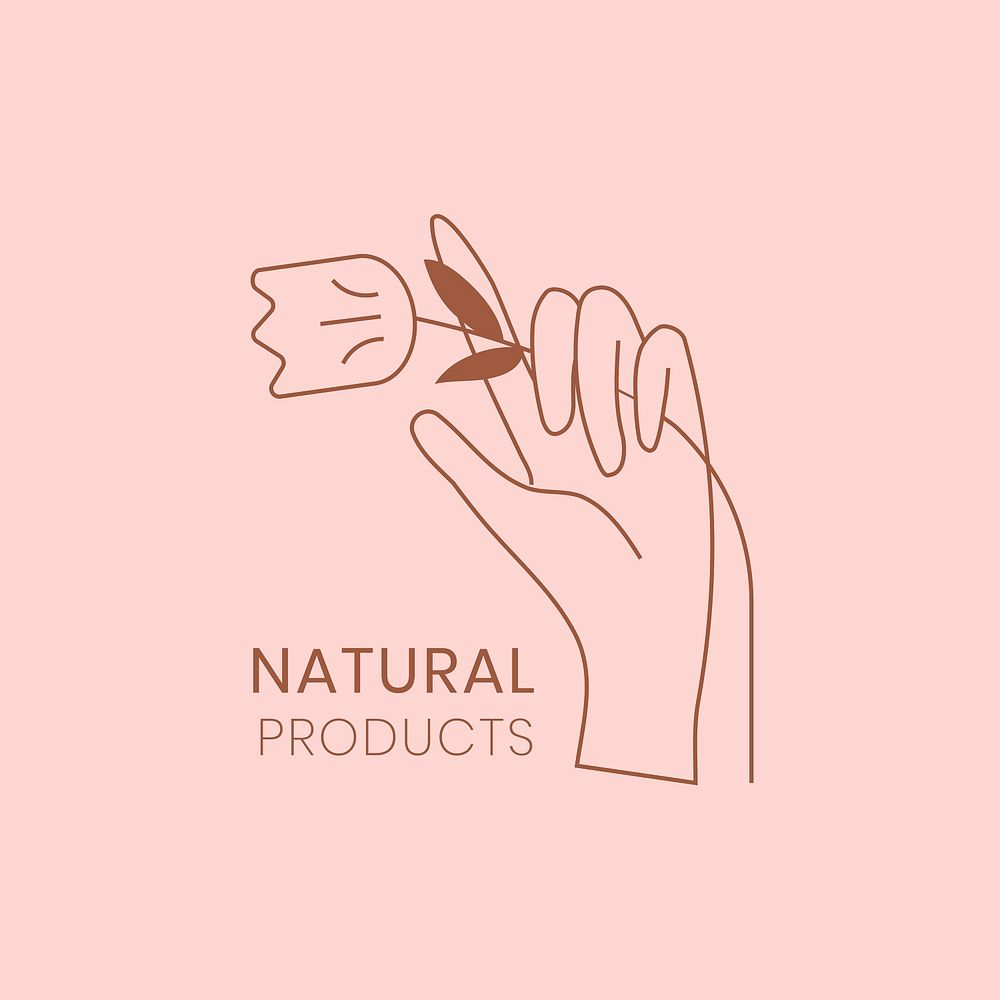 Natural product pink logo badge, minimal illustration