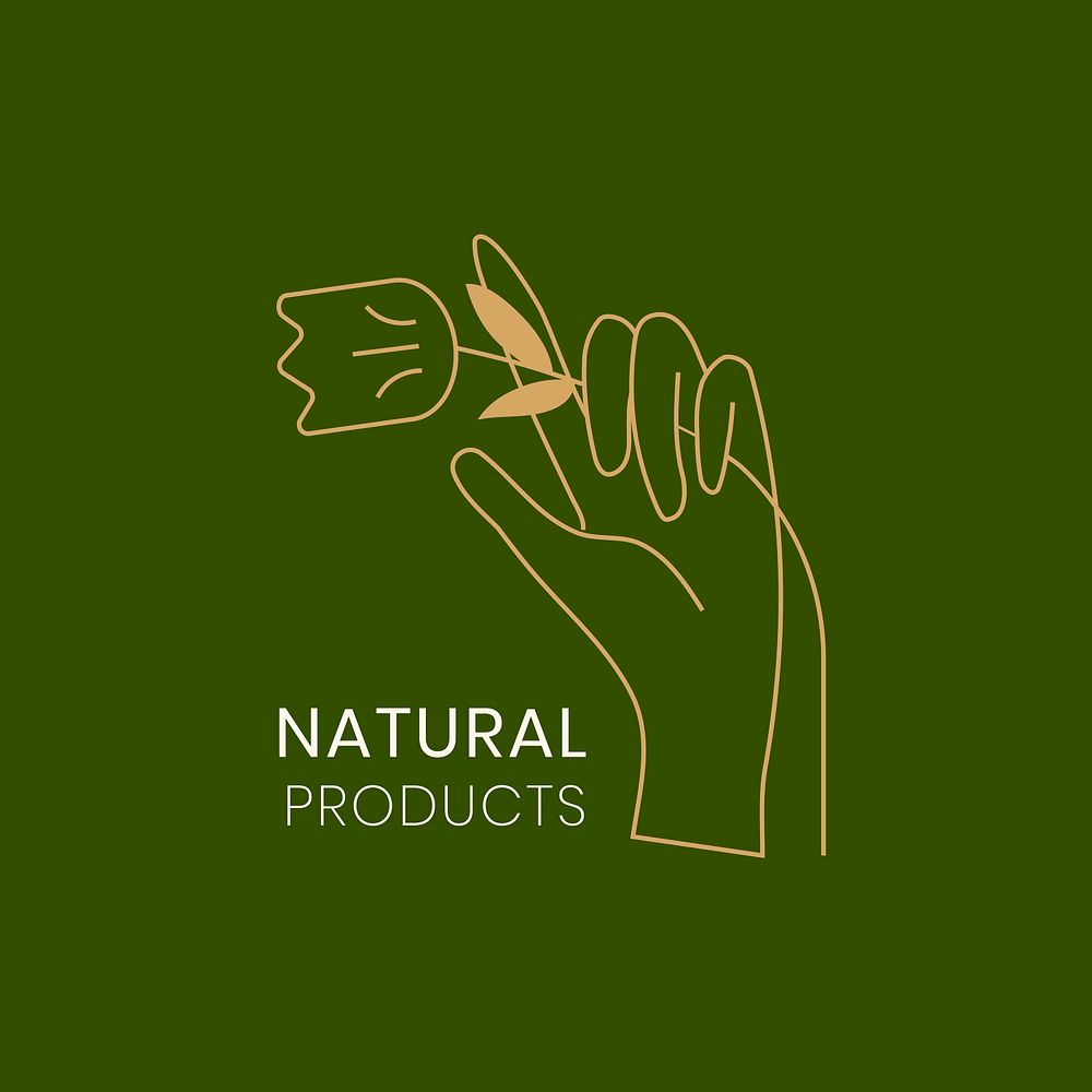 Natural product logo badge, minimal illustration