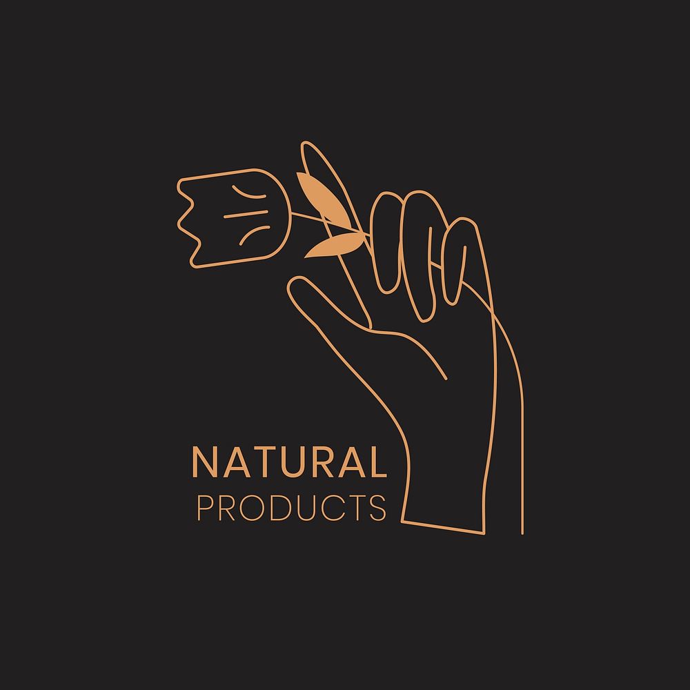 Natural product logo badge, minimal illustration