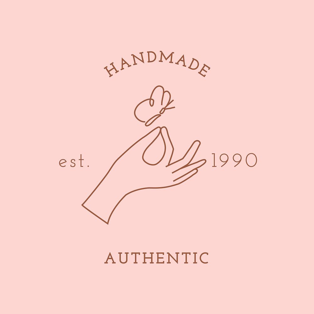 Handmade product pink logo badge, minimal illustration