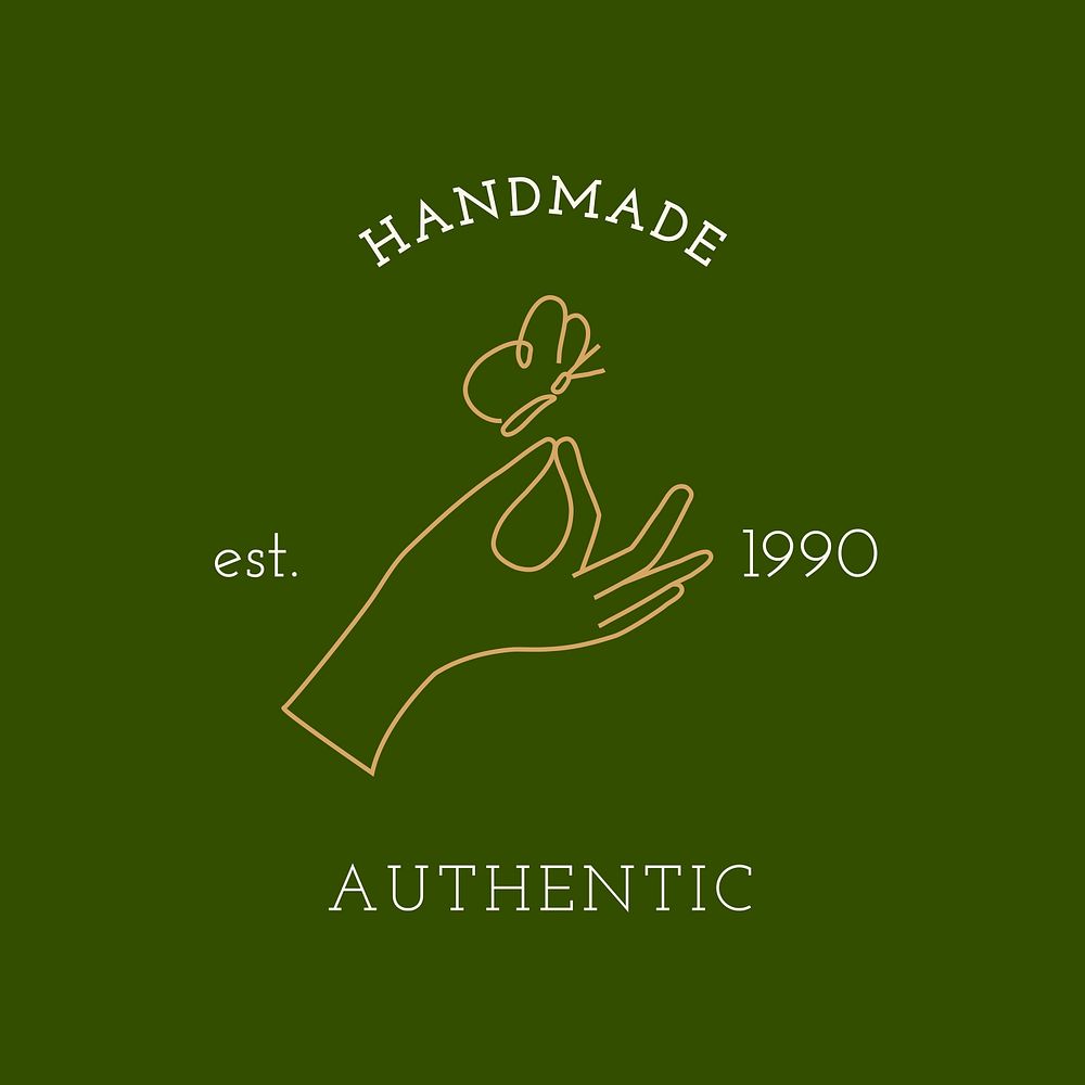Handmade product logo badge, minimal illustration