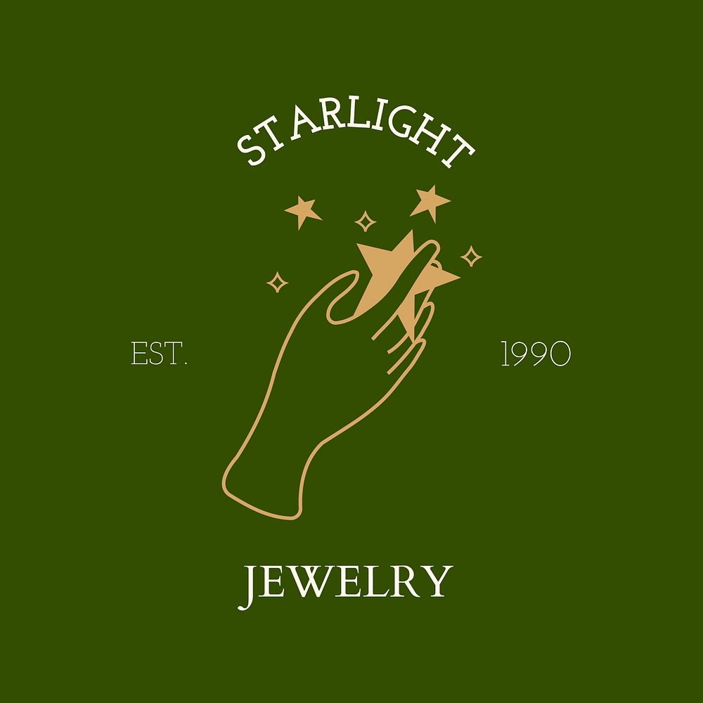 Aesthetic jewelry logo badge, minimal illustration