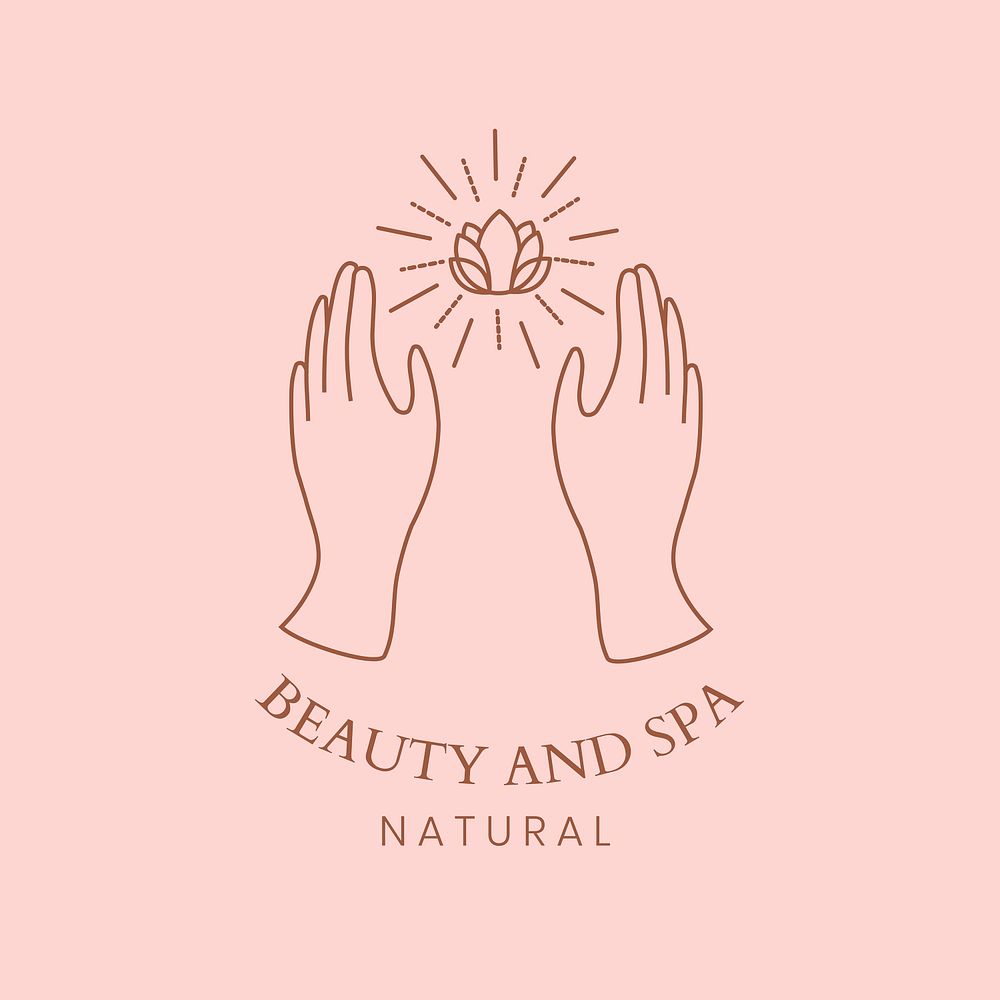 Beauty & spa pink logo badge, minimal illustration