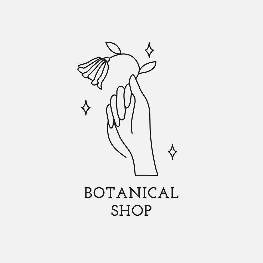 Botanical logo template psd, for health & wellness branding