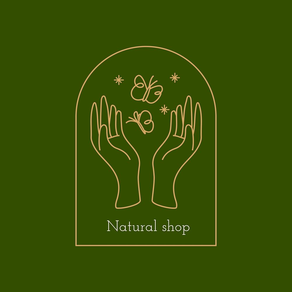 Aesthetic logo template psd, for natural health & wellness branding