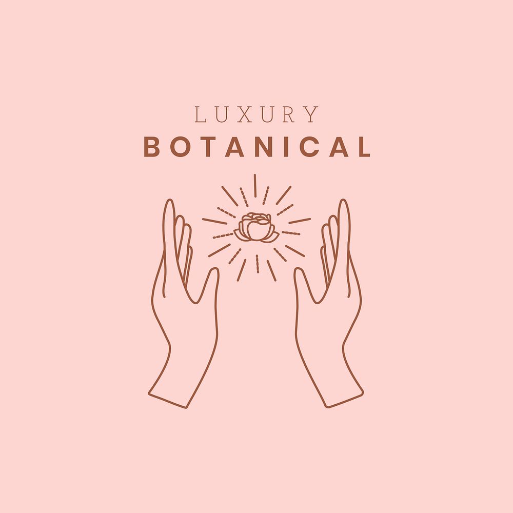 Luxury botanical logo template psd, health & wellness branding pink design