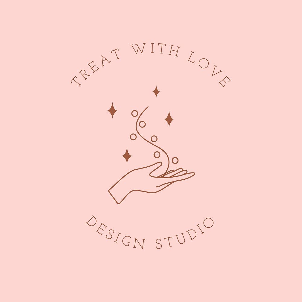 Treat with love pink logo badge, minimal illustration