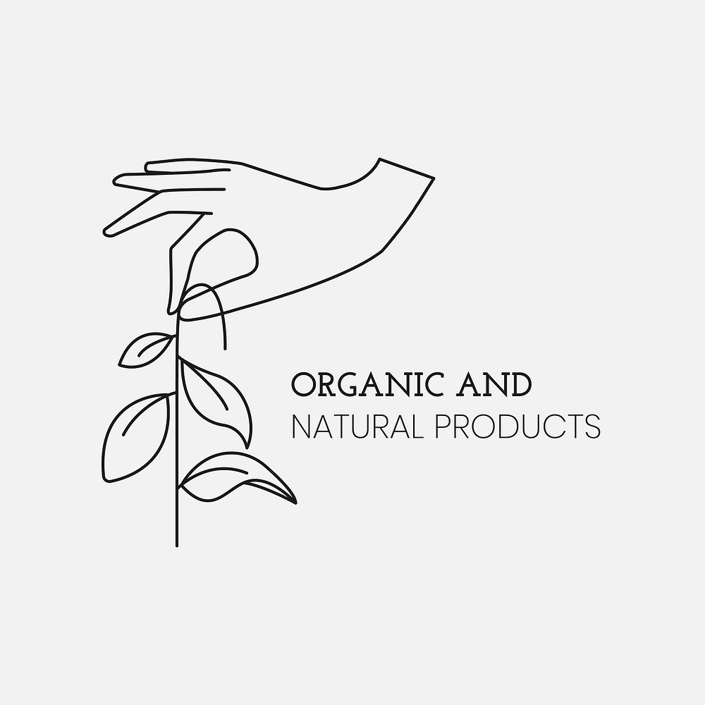 Organic product logo badge, minimal illustration