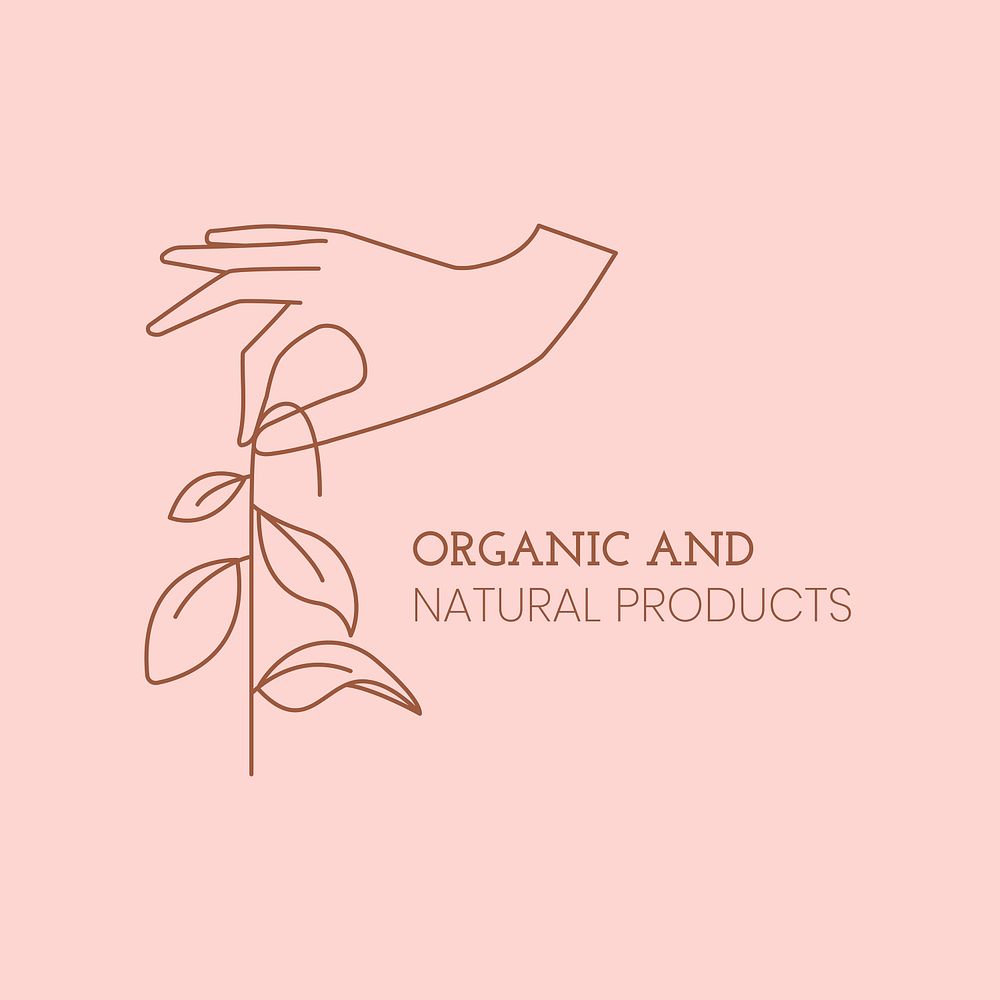 Organic product pink logo badge, minimal illustration