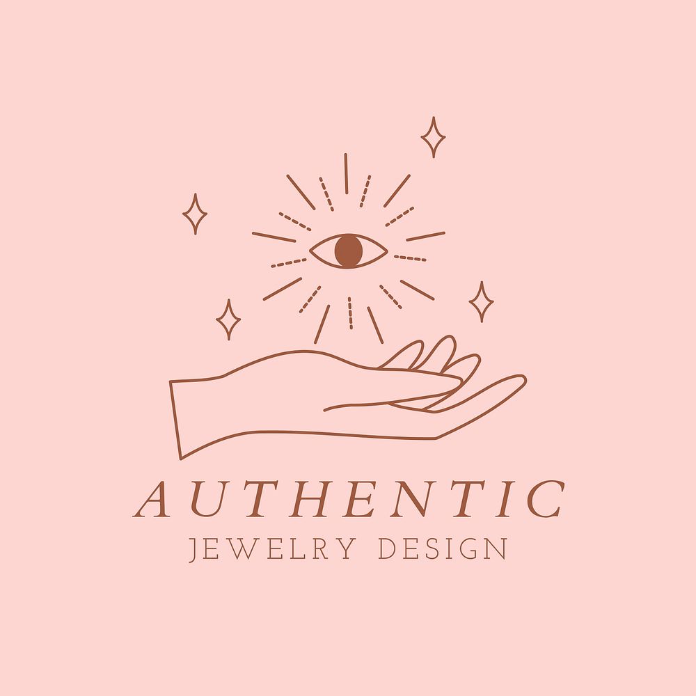 Authentic jewelry design pink logo badge, minimal illustration