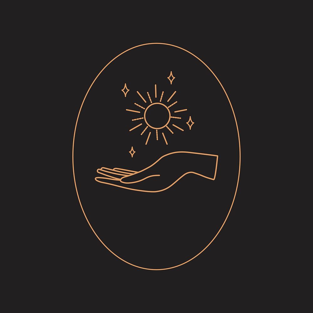 Sun badge aesthetic logo element vector