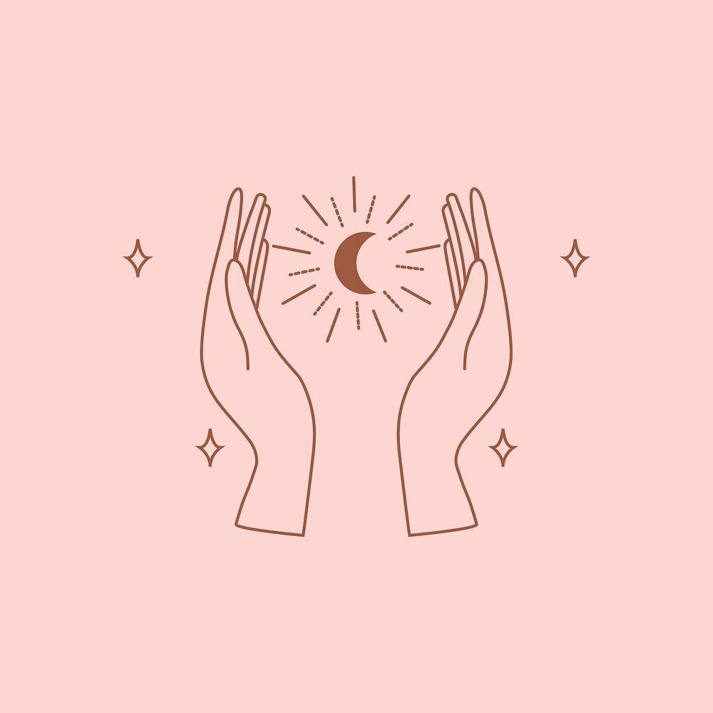 Celestial hand logo element, minimal illustration psd