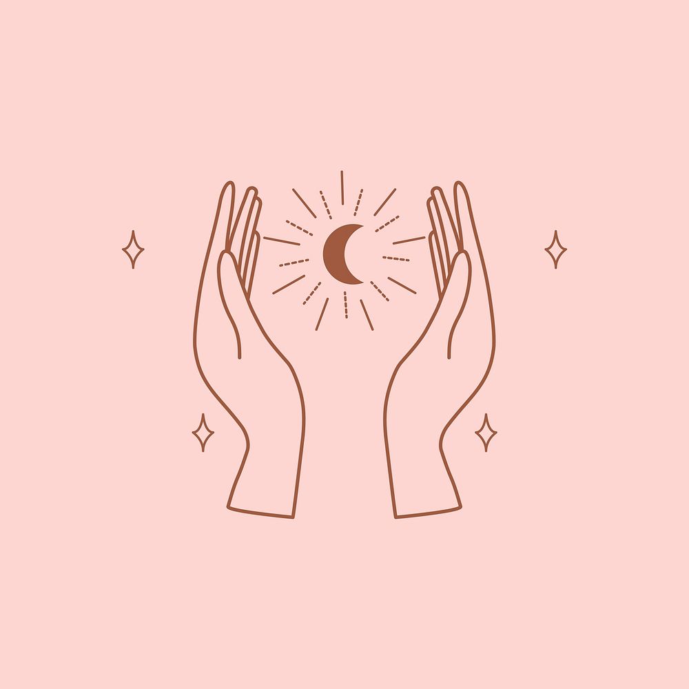 Aesthetic crescent moon logo element vector