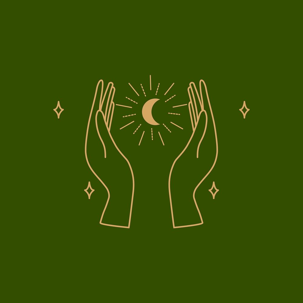 Celestial hand logo element, minimal illustration psd