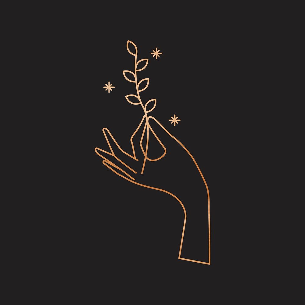 Aesthetic hand logo element, botanical illustration psd
