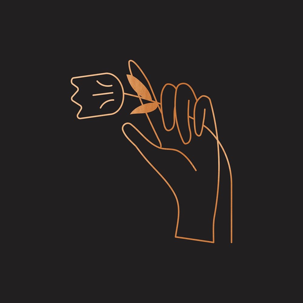 Aesthetic tulip logo element, minimal illustration psd