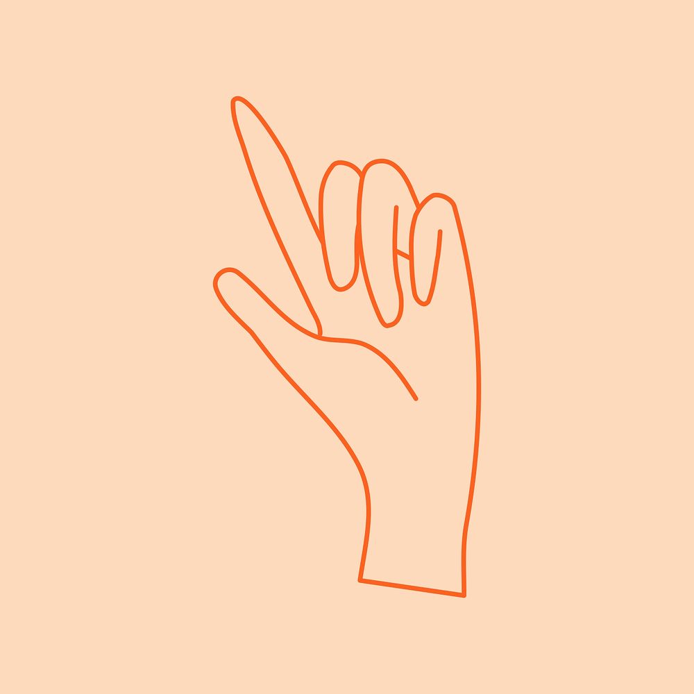 Hand gesture sticker psd, minimal line art collage element