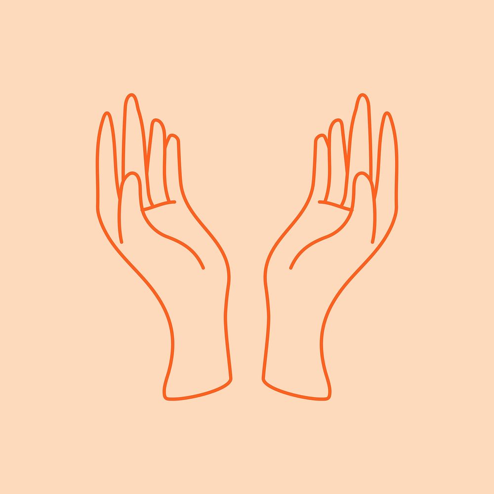 Aesthetic hands sticker, minimal line art illustration vector