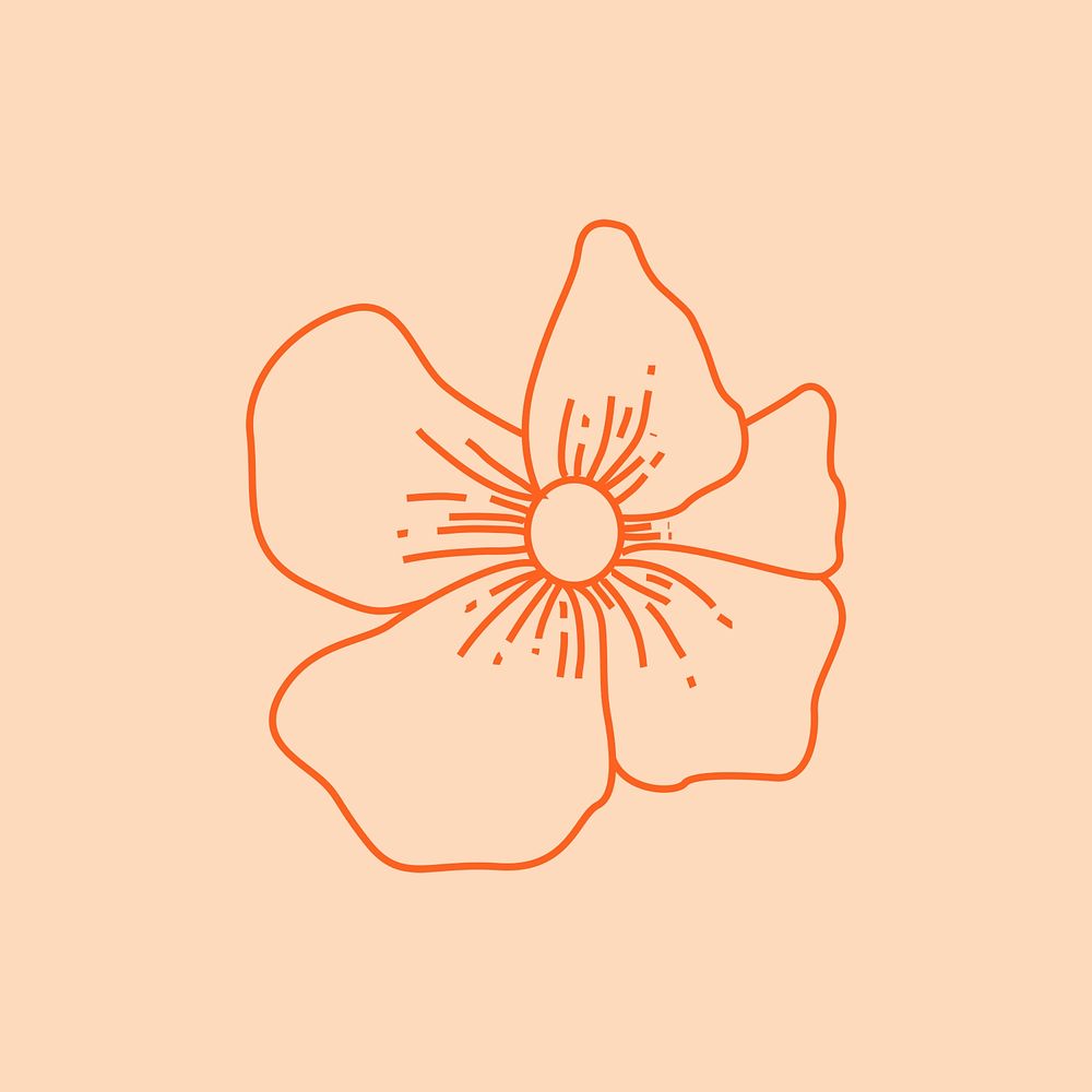 Minimal flower aesthetic sticker psd, design element