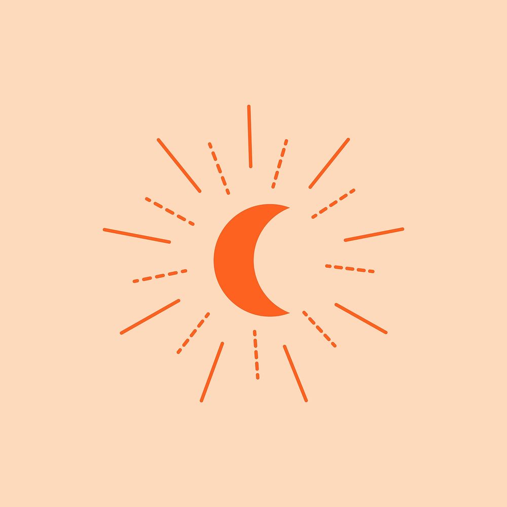Celestial moon aesthetic illustration on peach color background