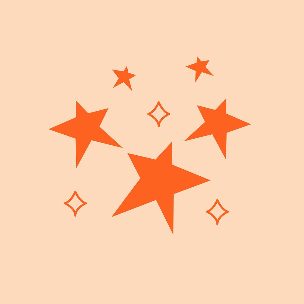 Stars aesthetic illustration on peach color background