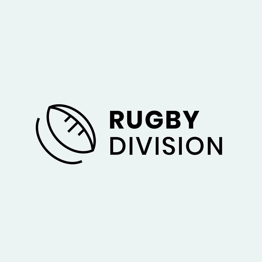 Rugby logo template, sports club business graphic in minimal design psd
