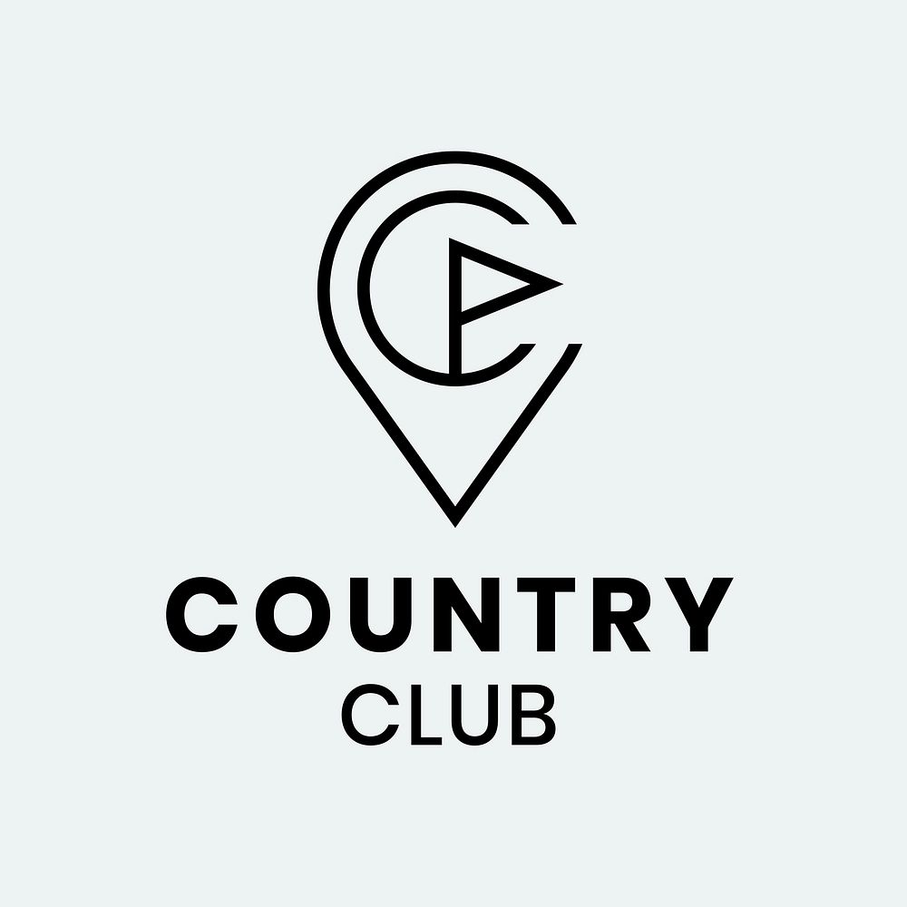 Country golf club logo template, professional business graphic vector