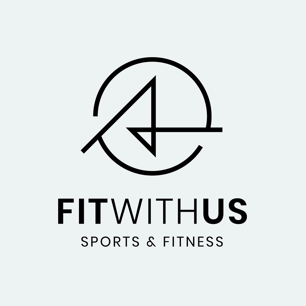 Fitness gym logo clipart, abstract illustration in minimal design