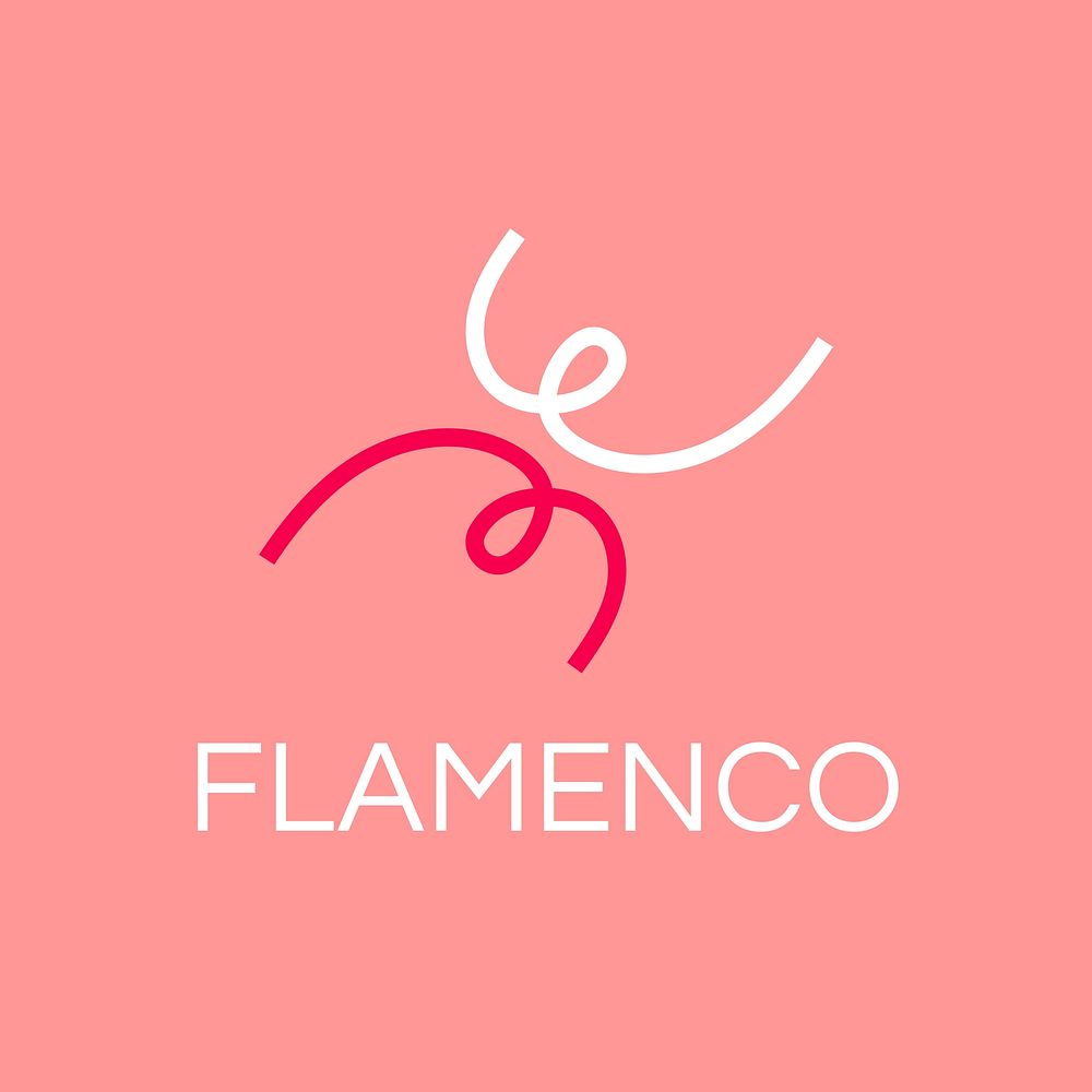 Flamenco dancing logo template, sports club graphic in modern design psd