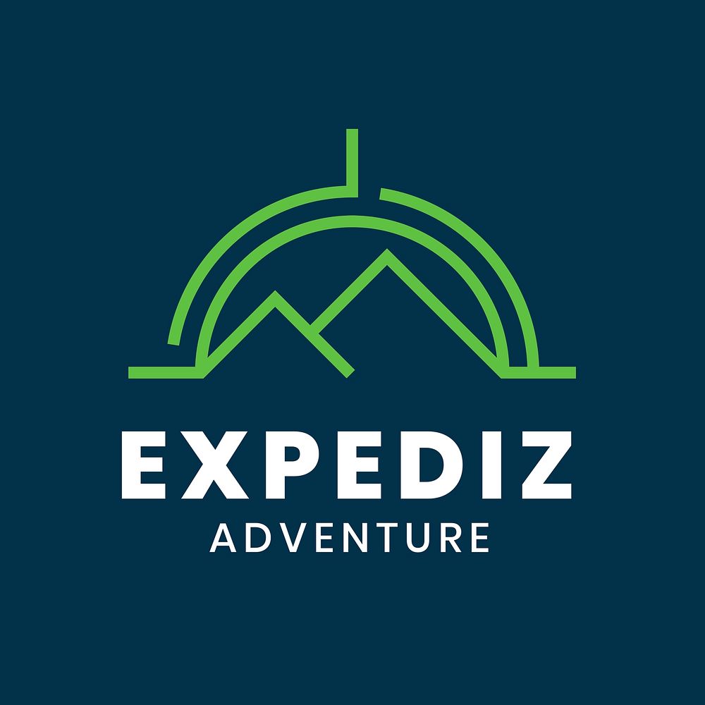 Adventure sports logo template, mountain climbing business graphic psd