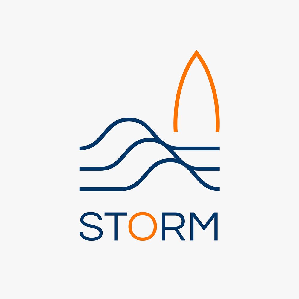 Surfing sports logo template, modern business branding graphic psd