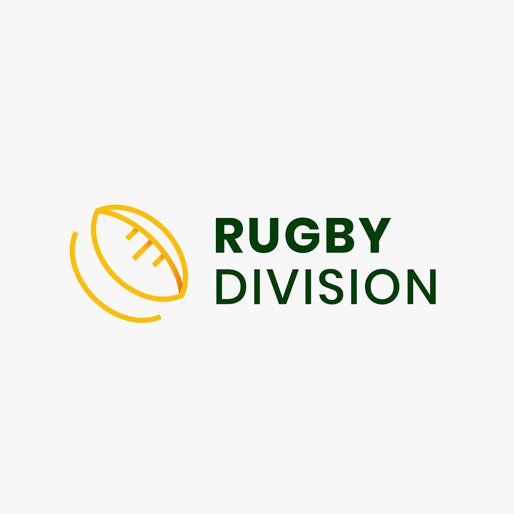Rugby logo template, sports club business graphic in gradient design psd