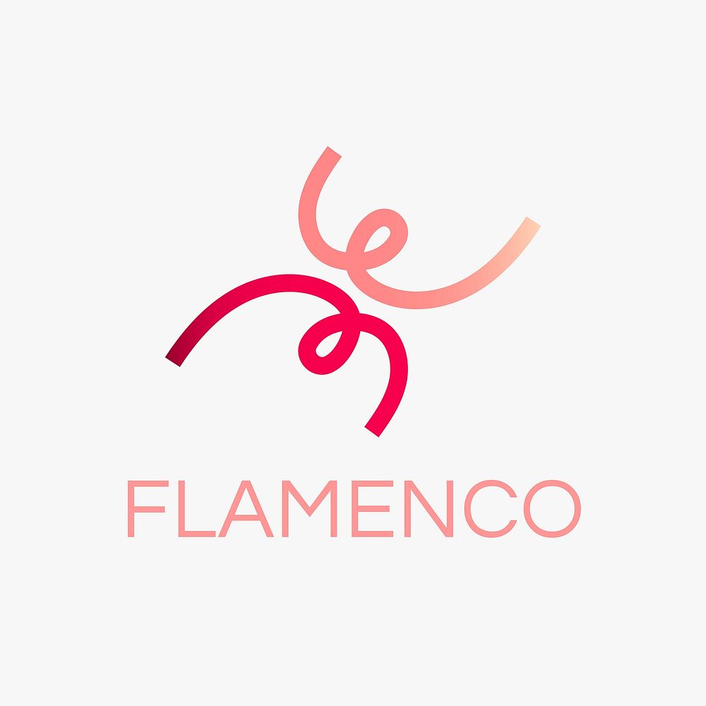 Flamenco dancing logo template, sports club graphic in gradient design vector