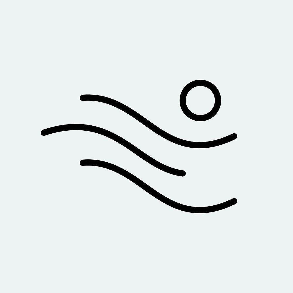 Minimal wave logo element, sports illustration in black