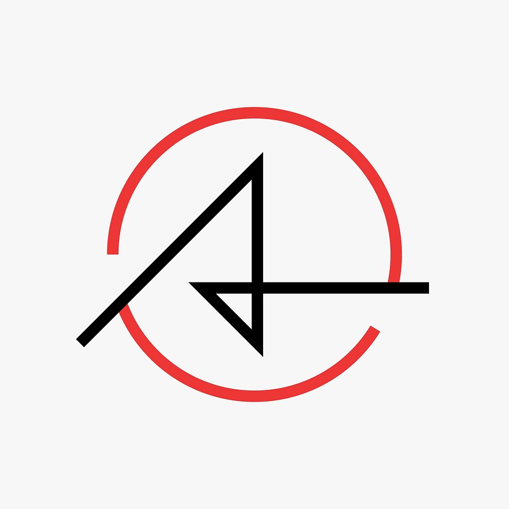 Abstract line logo element, red minimal design