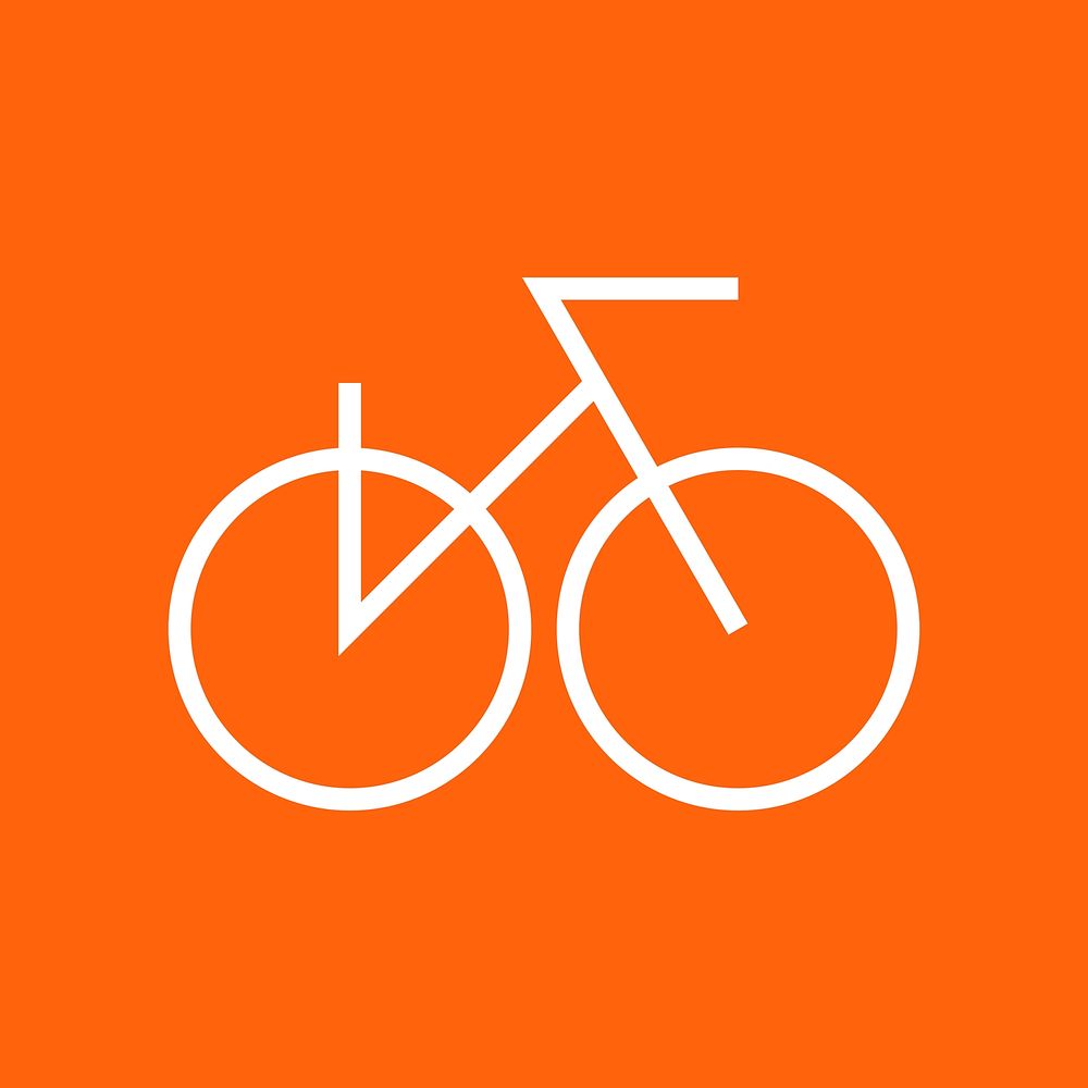 Bicycle logo element, cycle sports, white minimal design psd