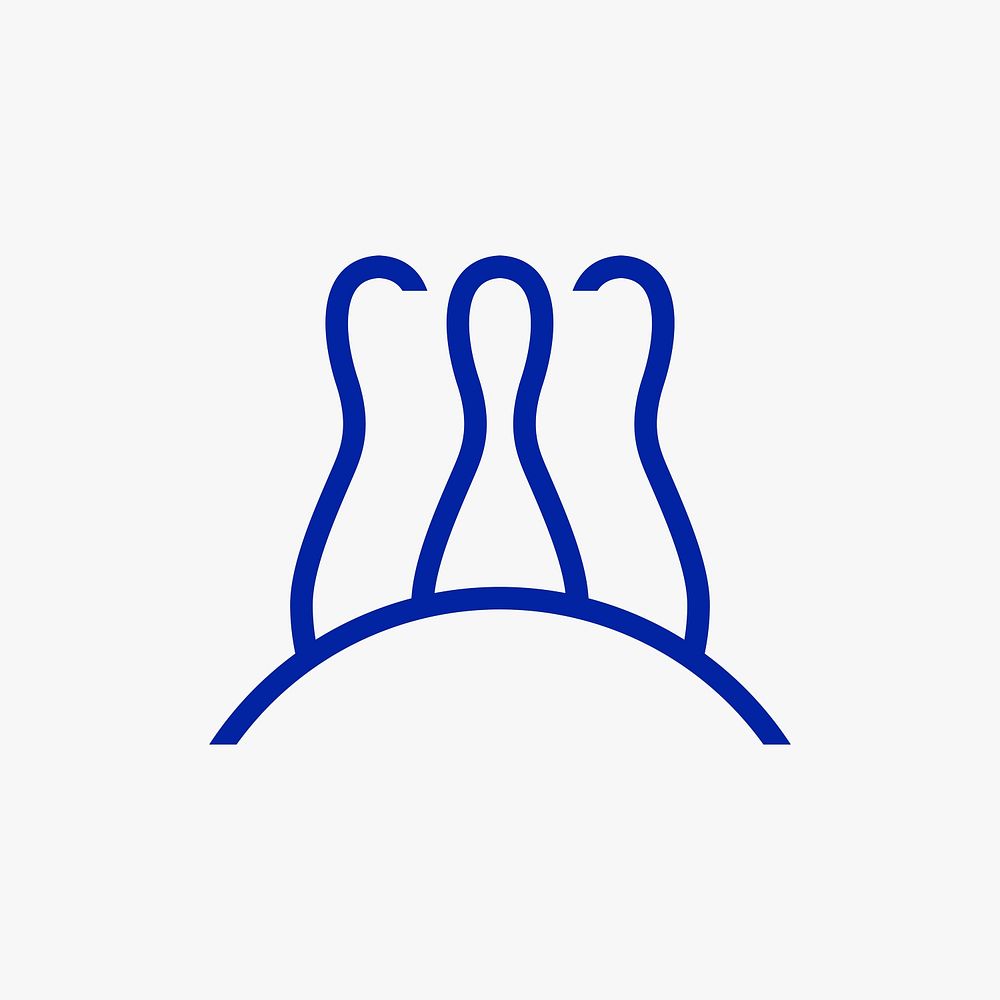 Bowling logo element, sports illustration in blue minimal design