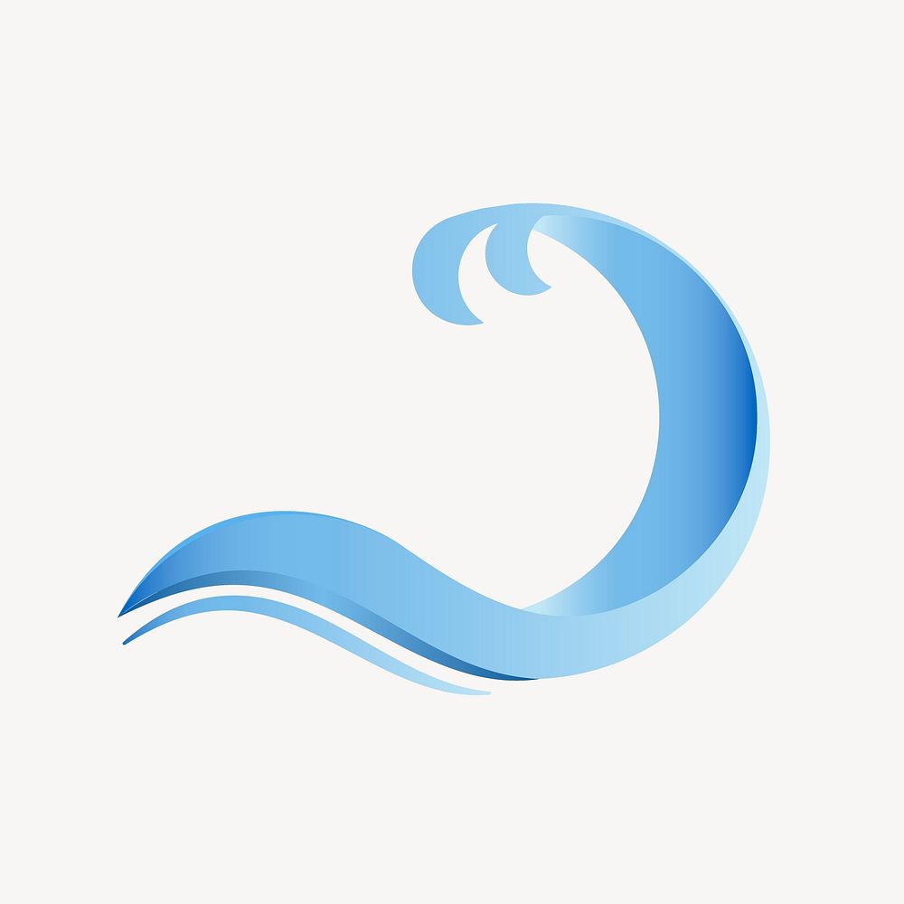 Ocean wave clipart, animated water graphic in blue gradient design