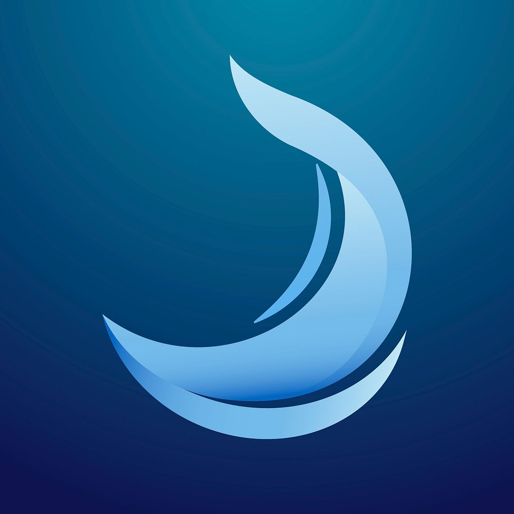 Swirl ocean wave clipart, water illustration in blue gradient design